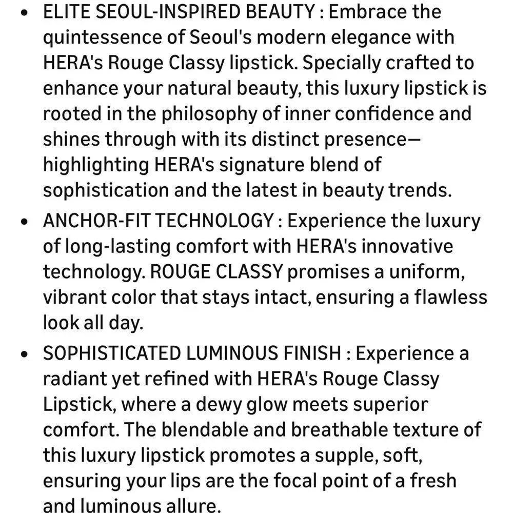 🌻 HERA Rouge Classy Lipstick 301 Seoul Red New FullSz